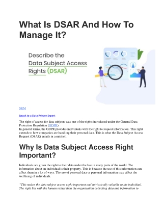 What Is DSAR?