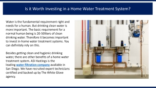 Is it Worth Investing in a Home Water Treatment System?