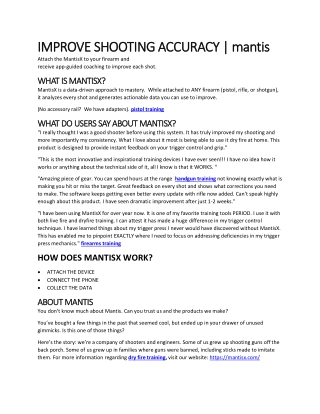 IMPROVE SHOOTING ACCURACY | mantis