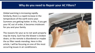 Why do you need to Repair your AC Filters?