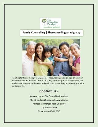 Family Counselling | Thecounsellingparadigm.sg