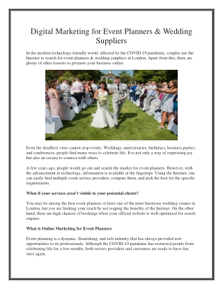 Digital Marketing Service for Event Planners & Wedding Suppliers