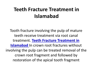 Teeth Fracture Treatment in Islamabad