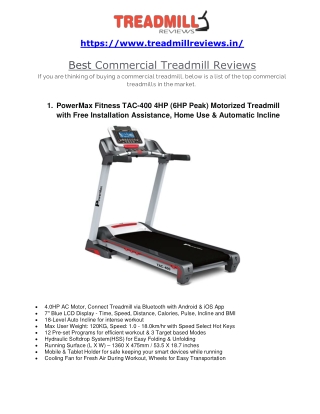 Best Commercial Treadmill Reviews