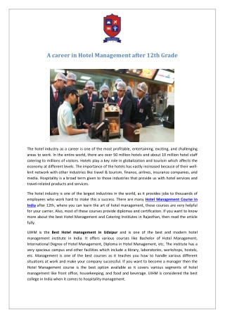 A career in Hotel Management after 12th Grade-converted