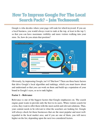 How To Impress Google For The Local Search Pack – Jain Technosoft