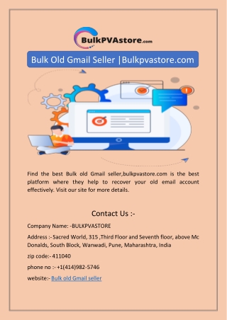 Bulk Old Gmail Seller |Bulkpvastore.com