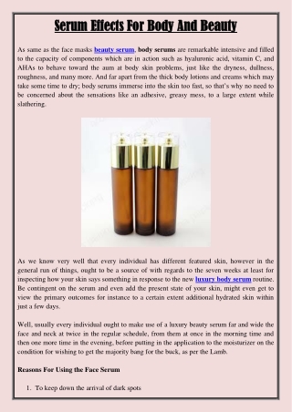 Serum Effects For Body And Beauty