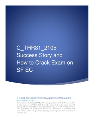 C_THR81_2105 Success Story and How to Crack Exam on SF EC