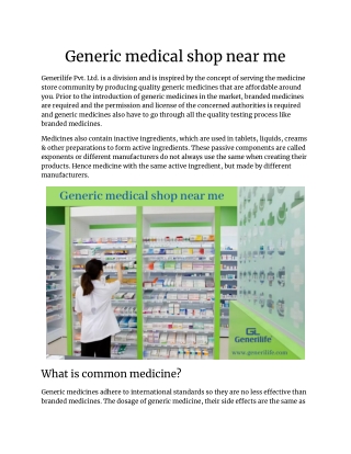 Generic medical shop near me