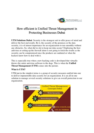 How Efficient is UTM Solution Dubai in Protecting Business-converted