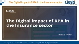 The Digital impact of RPA in the Insurance sector