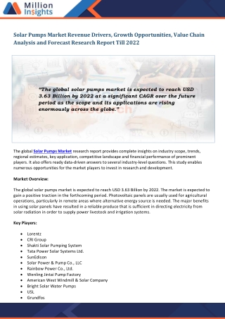 Solar Pumps Market