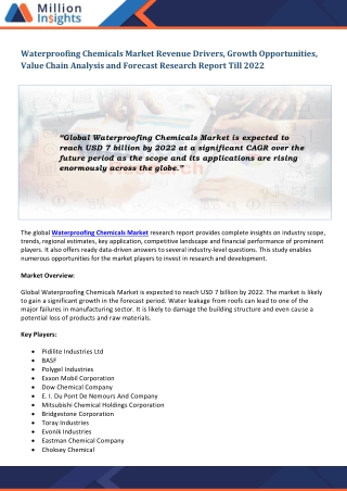 Waterproofing Chemicals Market