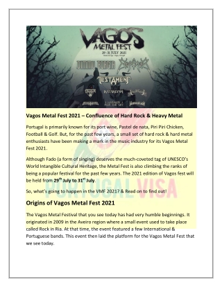 Vagos Metal Fest 2021 - Confluence of hard rock & heavy metal