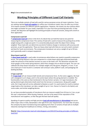 Working Principles of Different Load Cell Variants