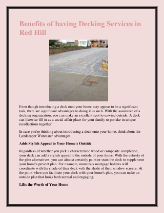 Benefits of having Decking Services in Red Hill