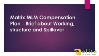 Matrix MLM Compensation Plan - Brief about Working, structure and Spillover