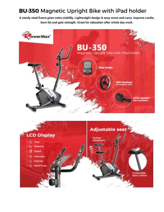 PowerMax BU-350 Magnetic Upright Bike with iPad holder