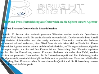 Mit Word Press Entwicklung aus Österreich an die Spitze unsere Agentur