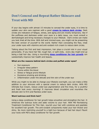Don’t Conceal and Repeat Rather Skincare and Treat with MD