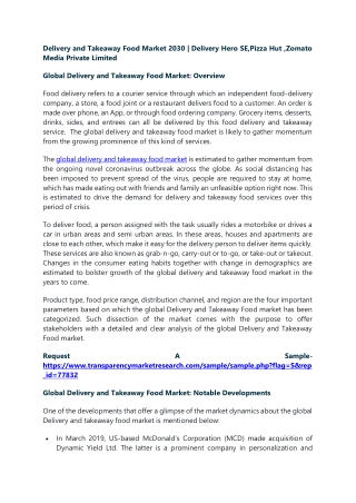 Delivery and Takeaway Food Market 2030 | Delivery Hero SE,Pizza Hut ,Zomato Medi