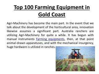 Top 100 Farming Equipment in Gold Coast