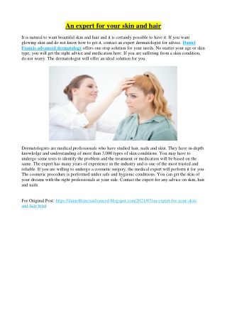An expert for your skin and hair