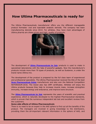 How Ultima Pharmaceuticals is ready for sale
