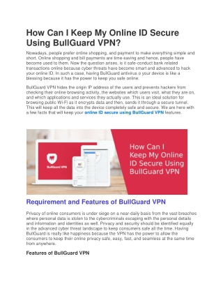How Can I Keep My Online ID Secure Using BullGuard VPN?