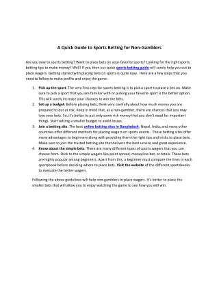 A Quick Guide to Sports Betting for Non-Gamblers