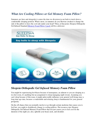 What Are Cooling Pillows or Gel Memory Foam Pillow