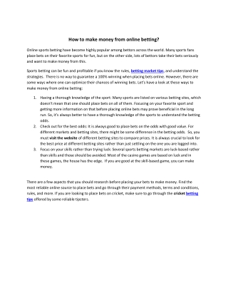 How to make money from online betting