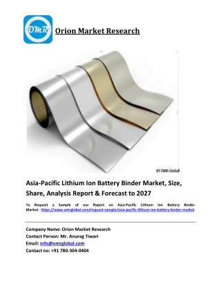 Asia-Pacific Lithium Ion Battery Binder Market Trends, Size, Competitive Analysi