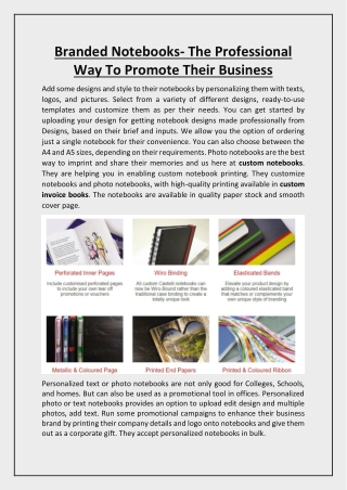 Branded Notebooks- The Professional Way To Promote Their Business