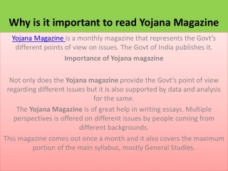 Why is it important to read Yojana Magazine