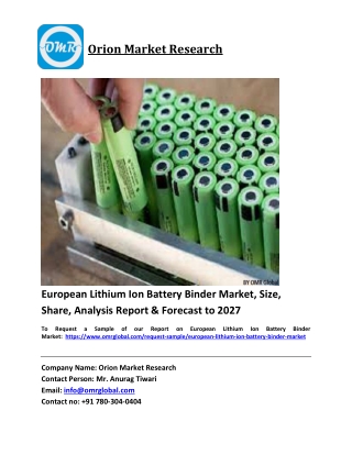 European Lithium Ion Battery Binder Market Trends, Size, Competitive Analysis an