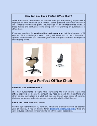 How Can You Buy a Perfect Office Chair