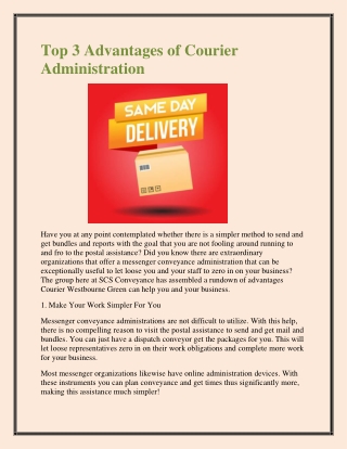 Top 3 Advantages of Courier Administration