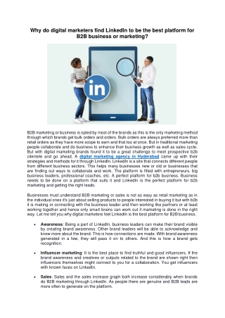 Why do digital marketers find LinkedIn to be the best platform for B2B business or marketing