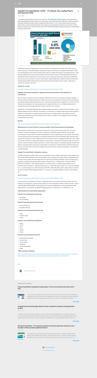 Extended Text Labels Market to Expand at a CAGR of 5% | 2020-2025