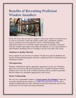 Benefits of Recruiting Proficient Window Installers