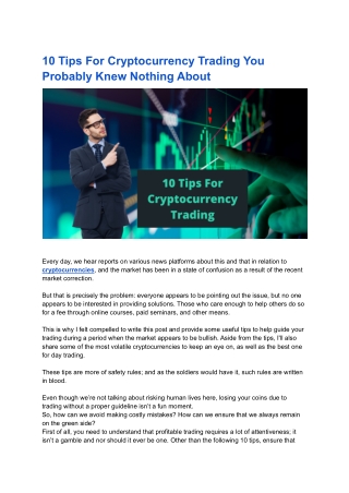 10 Tips For Cryptocurrency Trading You Probably Knew Nothing About