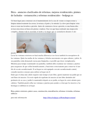 Ibiza - anuncios clasificados de reformas, mejoras residenciales, pintura de fachadas - restauración y reformas residenc