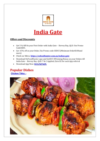 5% Off - Indian Gate Restaurant Menu Hervey Bay, QLD