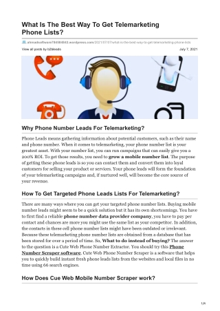 What Is The Best Way To Get Phone Number Leads For Telemarketing?