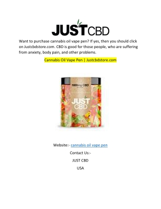Cannabis Oil Vape Pen Justcbdstore.com