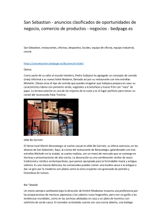 San Sebastian - anuncios clasificados de oportunidades de negocio, comercio de productos - negocios - bedpage.es-convert