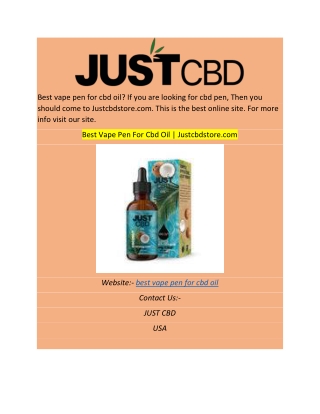 Best Vape Pen For Cbd Oil  Justcbdstore.com