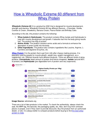 Difference Between Wheybolic Extreme 60 and Whey Protein